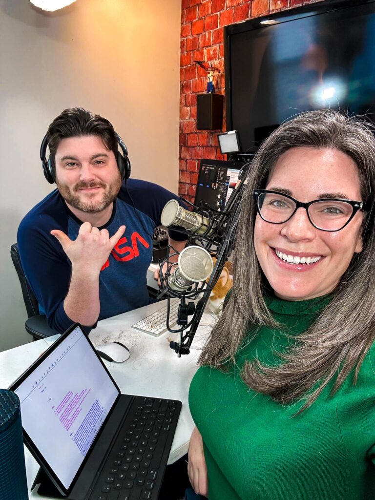 Mary and Blake Larsen in the studio